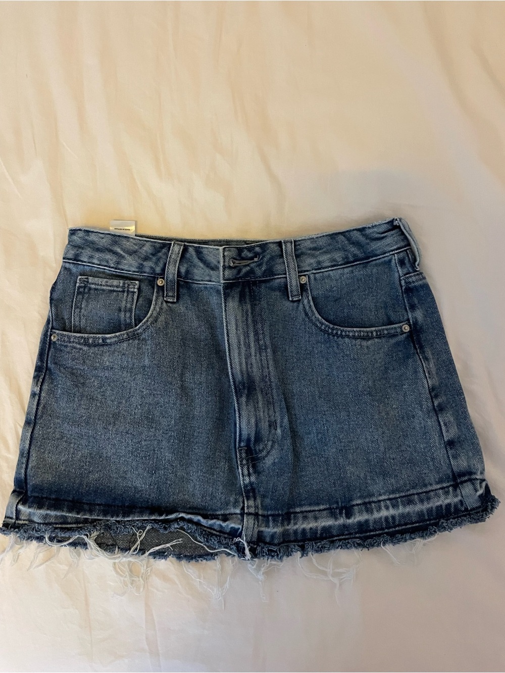 PacSun Blue Washed Denim Mini Skirt with Frayed Hem